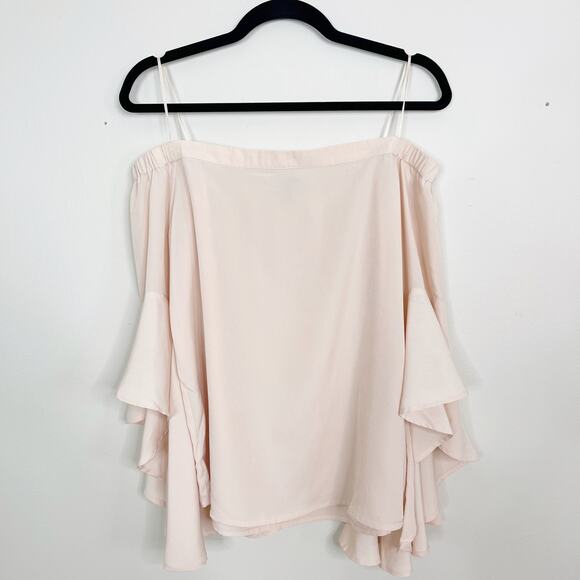 Chelsea28 Bell Sleeve Off The Shoulder Blouse Light Pink S Flutter 3/4 Sleeve - Picture 1 of 12